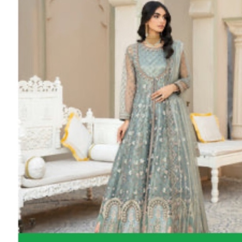 Elegant Silver Ladies Dress with Gown and dubatta